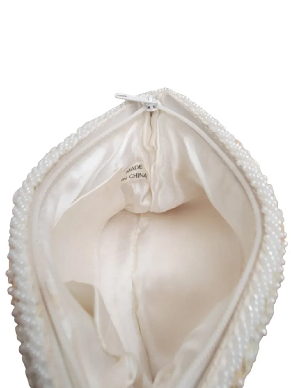 Vintage White Iridescent Sequin & Beaded Evening Bag – Unbranded